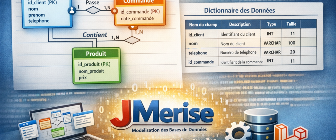 Utilisation de JMerise pour la création du MCD et du dictionnaire des données