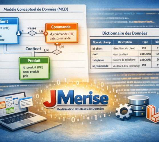 Utilisation de JMerise pour la création du MCD et du dictionnaire des données